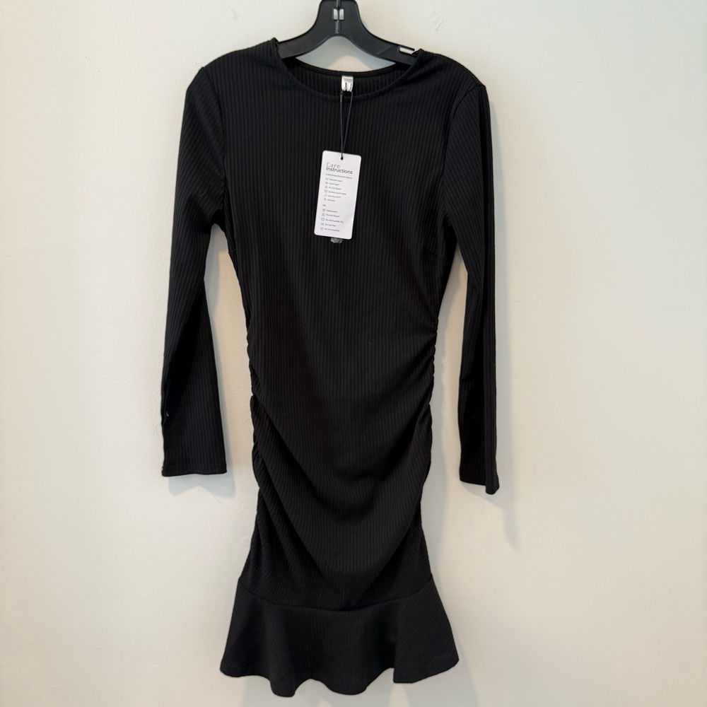Black Ribbed Dress Size M #Lux-G